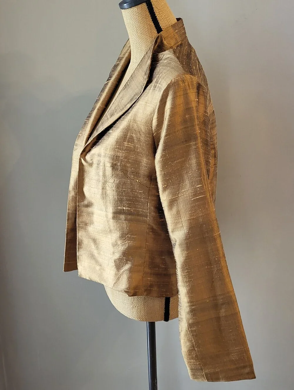 Bleu Bayou Ochre Silk Open Jacket Small